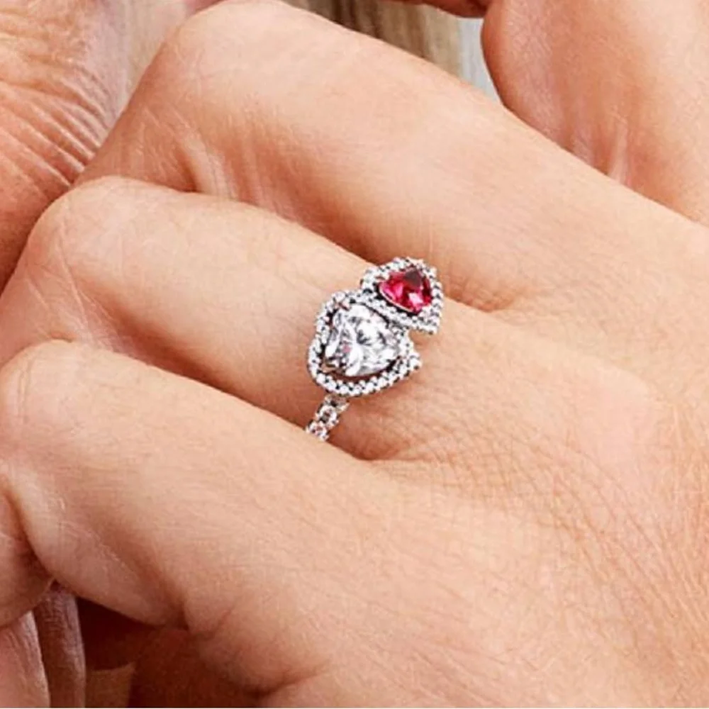 Halo Heart Ring Sterling Silver Size 7 perfect for Valentines